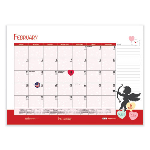 Image of House of Doolittle Recycled Desk Pad Calendar, Illustrated Seasons Artwork, 22 x 17, Black Binding/Corners,12-Month (Jan to Dec): 2025