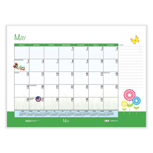 Image of House of Doolittle Recycled Desk Pad Calendar, Illustrated Seasons Artwork, 22 x 17, Black Binding/Corners,12-Month (Jan to Dec): 2025