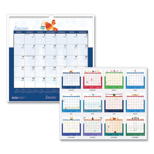 Image of House of Doolittle Recycled Seasonal Wall Calendar, Illustrated Seasons Artwork, 12 x 12, 12-Month (Jan to Dec): 2025