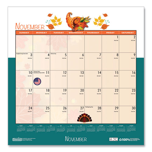Image of House of Doolittle Recycled Seasonal Wall Calendar, Illustrated Seasons Artwork, 12 x 12, 12-Month (Jan to Dec): 2025