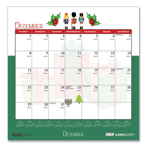Image of House of Doolittle Recycled Seasonal Wall Calendar, Illustrated Seasons Artwork, 12 x 12, 12-Month (Jan to Dec): 2025