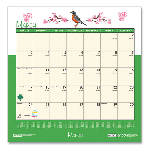 Image of House of Doolittle Recycled Seasonal Wall Calendar, Illustrated Seasons Artwork, 12 x 12, 12-Month (Jan to Dec): 2025