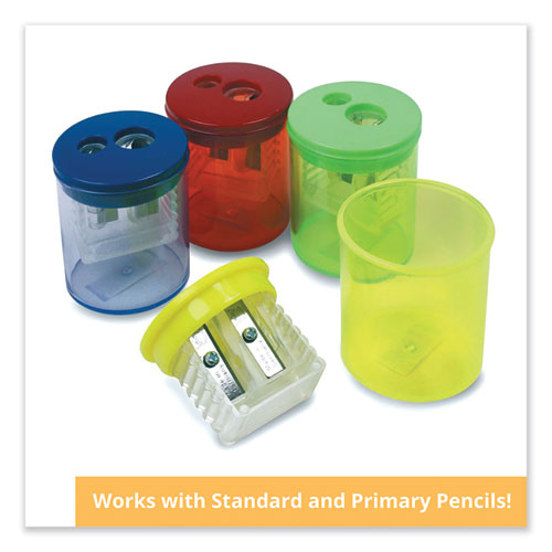 Image of TPG Creations Eisen Pencil Sharpeners, Two-Hole, 1.5 x 1.75, Assorted Colors, 12/Pack