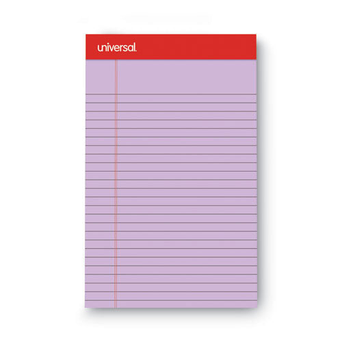 Image of Universal® Perforated Ruled Writing Pads, Narrow Rule, Red Headband, 50 Assorted Pastels 5 x 8 Sheets, 6/Pack