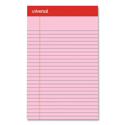 Image of Universal® Perforated Ruled Writing Pads, Narrow Rule, Red Headband, 50 Assorted Pastels 5 x 8 Sheets, 6/Pack