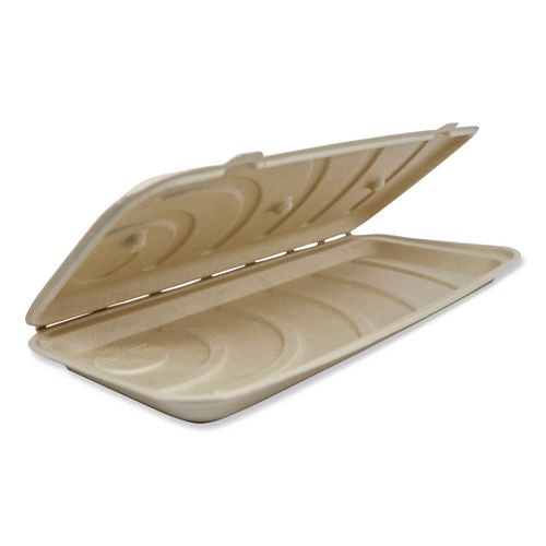 Image of World Centric® Fiber Hinged Containers, 13.7 x 6.6 x 1.3, Natural, Paper, 200/Carton