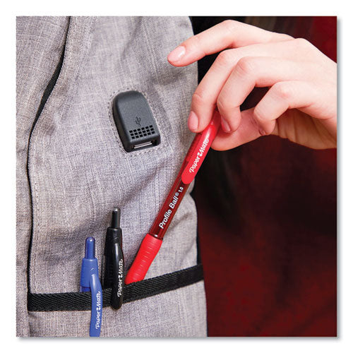 Image of Paper Mate® Profile Ballpoint Pen, Retractable, Medium 1 Mm, Red Ink, Translucent Red Barrel, Dozen