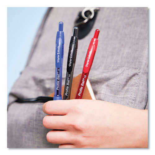 Image of Paper Mate® Profile Ballpoint Pen, Retractable, Medium 1 Mm, Red Ink, Translucent Red Barrel, Dozen