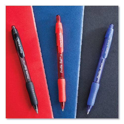 Image of Paper Mate® Profile Ballpoint Pen, Retractable, Medium 1 Mm, Red Ink, Translucent Red Barrel, Dozen