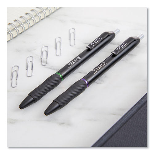Image of Sharpie® S-Gel S-Gel High-Performance Gel Pen, Retractable, Medium 0.7 Mm, Green Ink, Black Barrel, Dozen