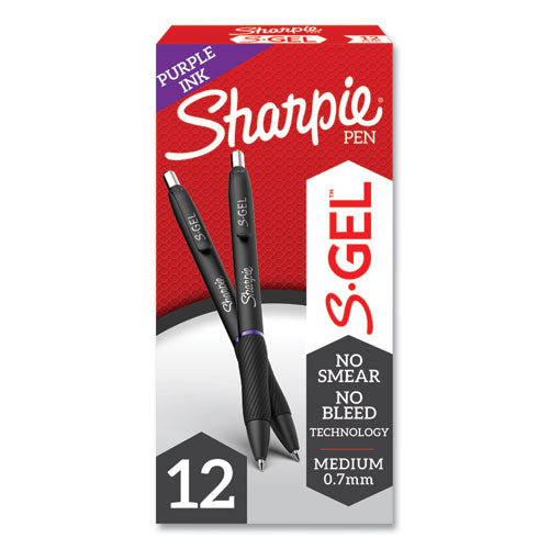Image of Sharpie® S-Gel S-Gel High-Performance Gel Pen, Retractable, Medium 0.7 Mm, Purple Ink, Black Barrel, Dozen