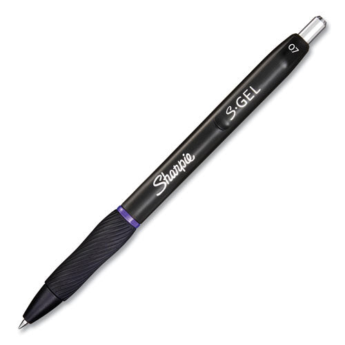 Image of Sharpie® S-Gel S-Gel High-Performance Gel Pen, Retractable, Medium 0.7 Mm, Purple Ink, Black Barrel, Dozen