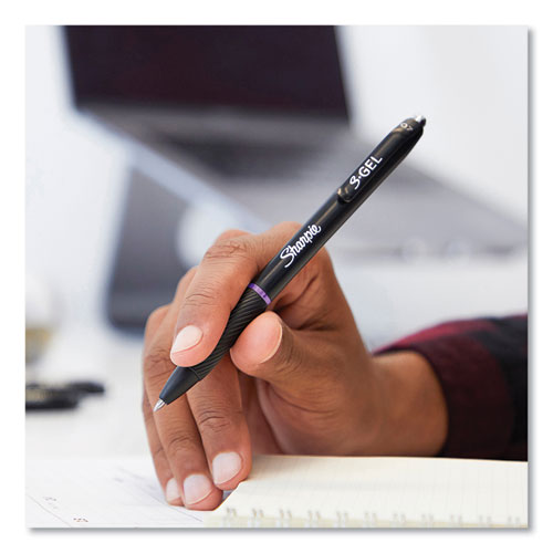 Image of Sharpie® S-Gel S-Gel High-Performance Gel Pen, Retractable, Medium 0.7 Mm, Purple Ink, Black Barrel, Dozen