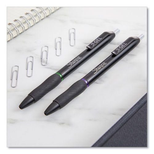 Image of Sharpie® S-Gel S-Gel High-Performance Gel Pen, Retractable, Medium 0.7 Mm, Purple Ink, Black Barrel, Dozen