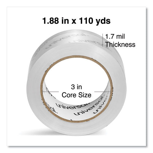 Image of Universal® Deluxe General-Purpose Acrylic Box Sealing Tape, 3" Core, 1.88" x 109 yds, Clear, 12/Pack