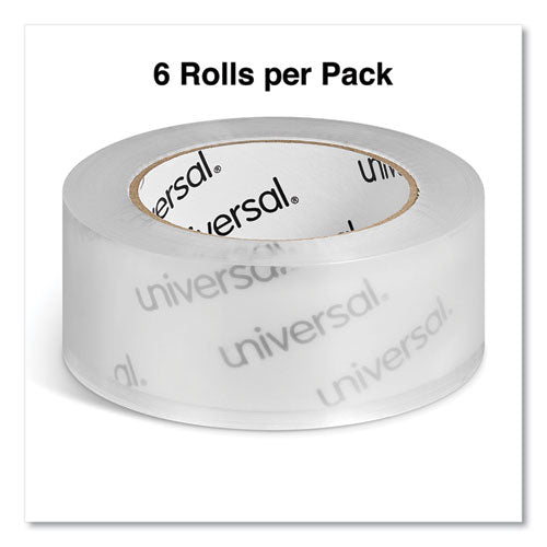 Image of Universal® Quiet Tape Box Sealing Tape, 3" Core, 1.88" x 109 yds, Clear, 6/Pack