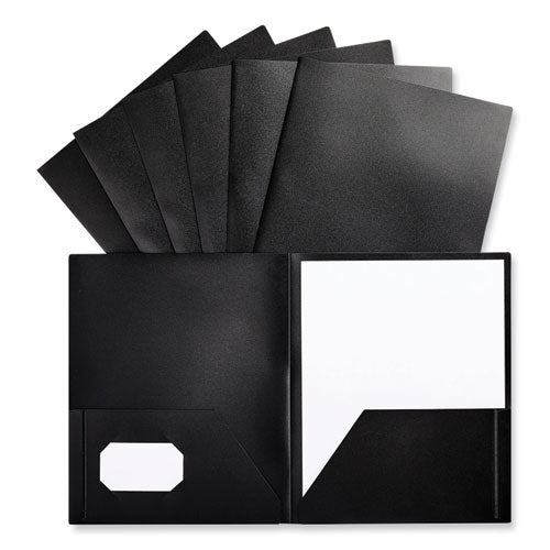Image of Universal® Two-Pocket Plastic Folders, 100-Sheet Capacity, 11 X 8.5, Black, 10/pack