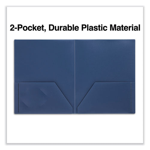 Image of Universal® Two-Pocket Plastic Folders, 100-Sheet Capacity, 11 X 8.5, Navy Blue, 10/pack