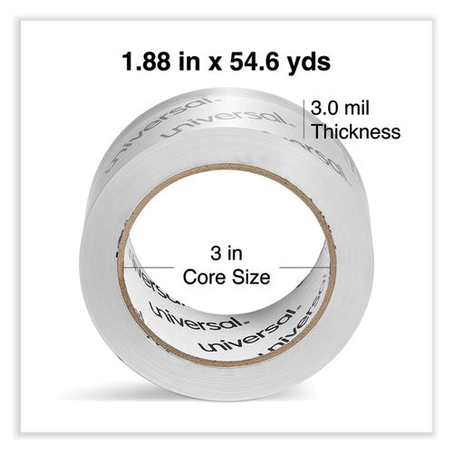 Image of Universal® Heavy-Duty Acrylic Box Sealing Tape, 3" Core, 1.88" X 54.6 Yds, Clear, 6/pack