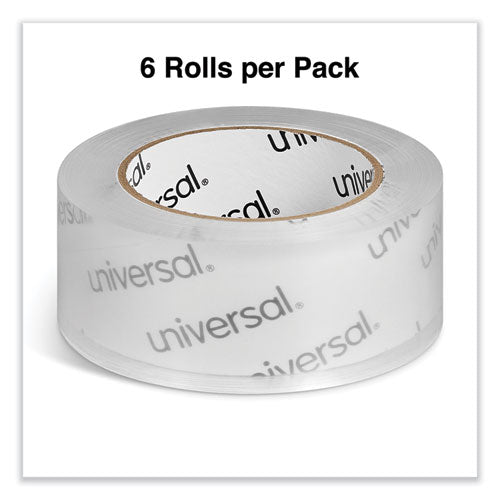 Image of Universal® Deluxe General-Purpose Acrylic Box Sealing Tape, 2 mil, 3" Core, 1.88" x 109 yds, Clear, 6/Pack