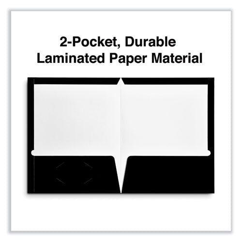 Image of Universal® Laminated Two-Pocket Folder, Cardboard Paper, 100-Sheet Capacity, 11 X 8.5, Black, 25/box