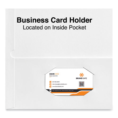 Image of Universal® Laminated Two-Pocket Portfolios, Cardboard Paper, 100-Sheet Capacity, 11 X 8.5, White, 25/box