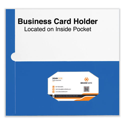 Image of Universal® Laminated Two-Pocket Folder, Cardboard Paper, 100-Sheet Capacity, 11 X 8.5, Blue, 25/box