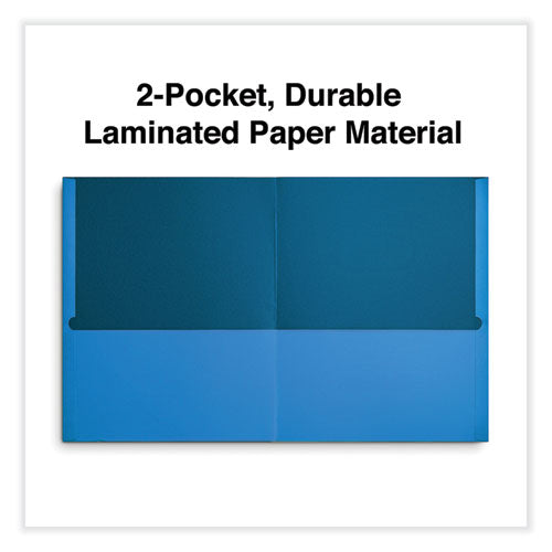 Image of Universal® Two-Pocket Portfolio, Embossed Leather Grain Paper, 11 X 8.5, Light Blue, 25/box