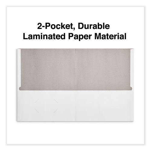 Image of Universal® Two-Pocket Portfolio, Embossed Leather Grain Paper, 11 X 8.5, White, 25/box