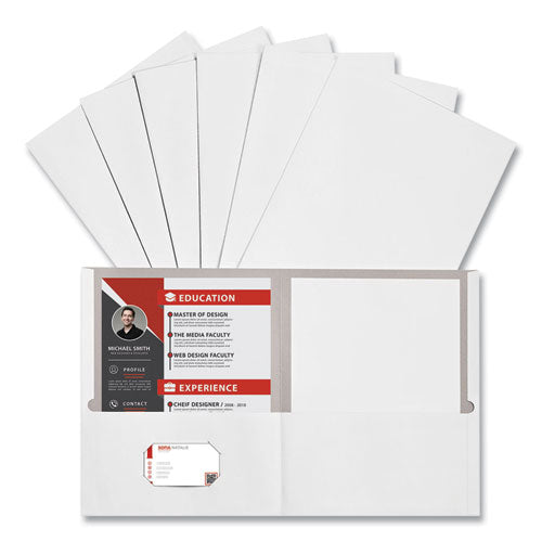 Image of Universal® Two-Pocket Portfolio, Embossed Leather Grain Paper, 11 X 8.5, White, 25/box