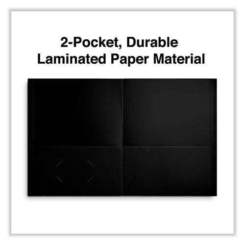 Image of Universal® Two-Pocket Portfolio, Embossed Leather Grain Paper, 11 X 8.5, Black, 25/box