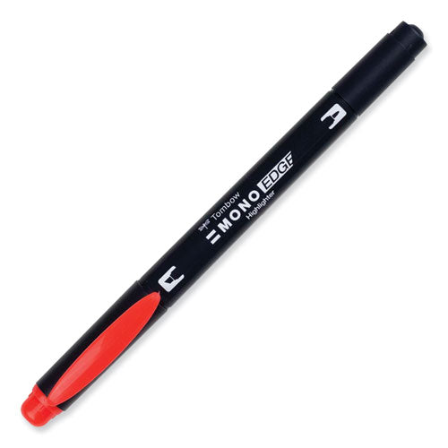 Image of Tombow® Mono® Edge Highlighters, Red Ink, Chisel/Bullet Tip, Red Barrel, 10/Box