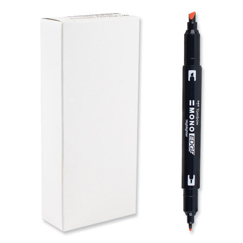 Image of Tombow® Mono® Edge Highlighters, Red Ink, Chisel/Bullet Tip, Red Barrel, 10/Box