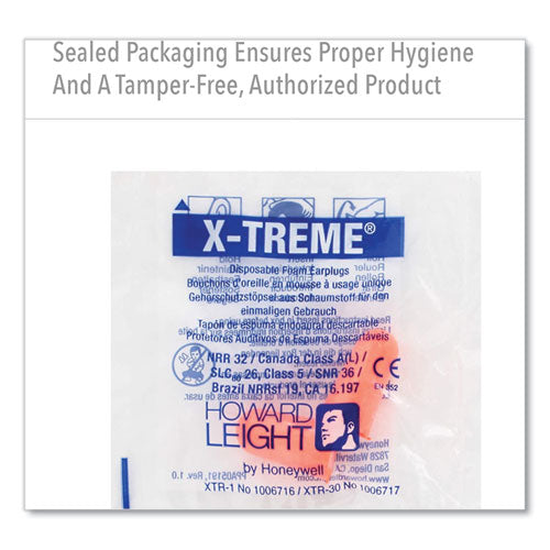 Image of Howard Leight® by Honeywell X-TREME Uncorded Disposable Earplugs, Uncorded, One Size Fits Most, 32 dB, Orange, 2,000/Carton