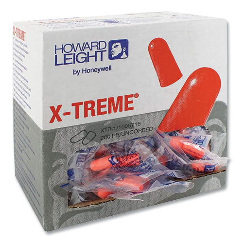 Image of Howard Leight® by Honeywell X-TREME Uncorded Disposable Earplugs, Uncorded, One Size Fits Most, 32 dB, Orange, 2,000/Carton