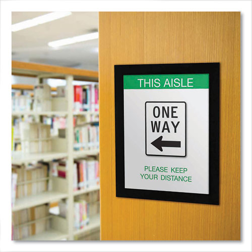 Image of deflecto® Self Adhesive Sign Holders, 8.5 x 11 Insert, Clear with Black Border, 2/Pack