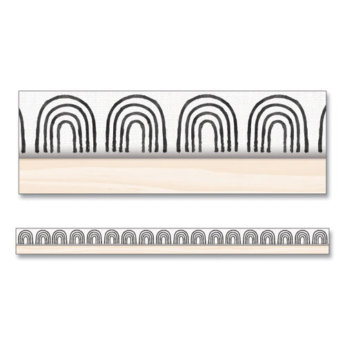 Image of Carson-Dellosa Education Straight Borders, Rainbows, 3" x 3 ft, Black/White/Cream, 12/Pack