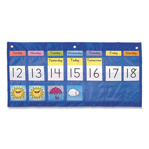 Image of Carson-Dellosa Education Weekly Calendar with Weather, 21 Pockets, 25 x 12.75, Blue