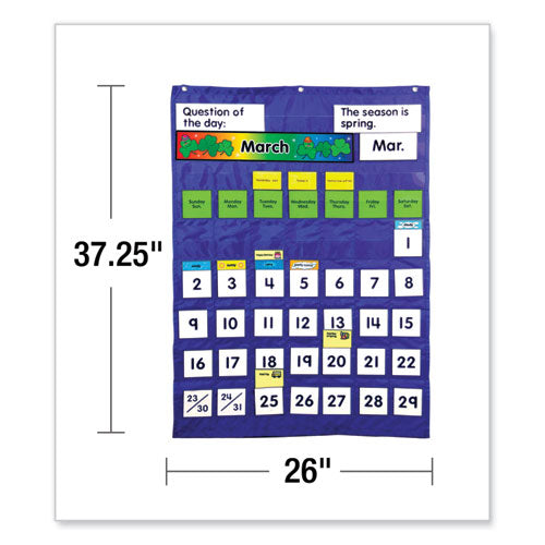 Image of Carson-Dellosa Education Complete Calendar and Weather Pocket Chart, 51 Pockets, 26 x 37.25, Blue