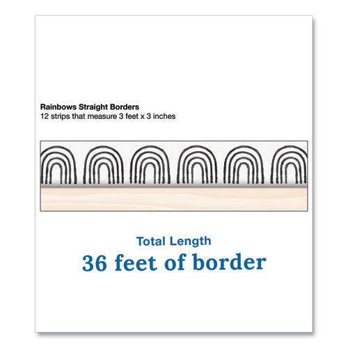 Image of Carson-Dellosa Education Straight Borders, Rainbows, 3" x 3 ft, Black/White/Cream, 12/Pack