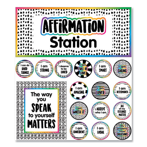 Image of Carson-Dellosa Education Motivational Bulletin Board Sets, Affirmation Station, 13.8" x 16", Multicolor, 32/Set