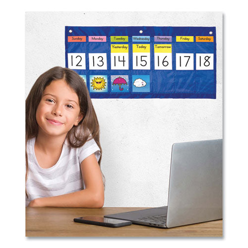 Image of Carson-Dellosa Education Weekly Calendar with Weather, 21 Pockets, 25 x 12.75, Blue