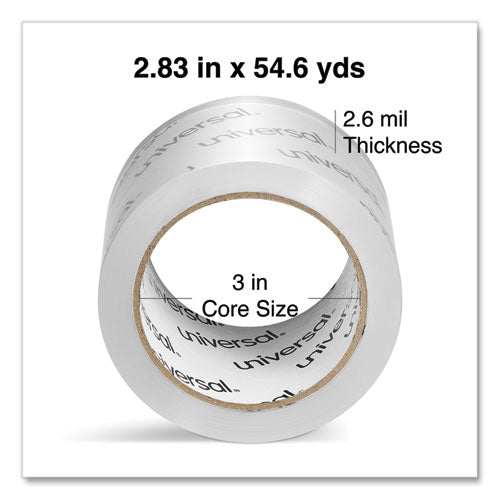 Image of Universal® Extra-Wide Moving and Storage Packing Tape, 3" Core, 2.83" x 54.7 yd, Clear, 6/Pack