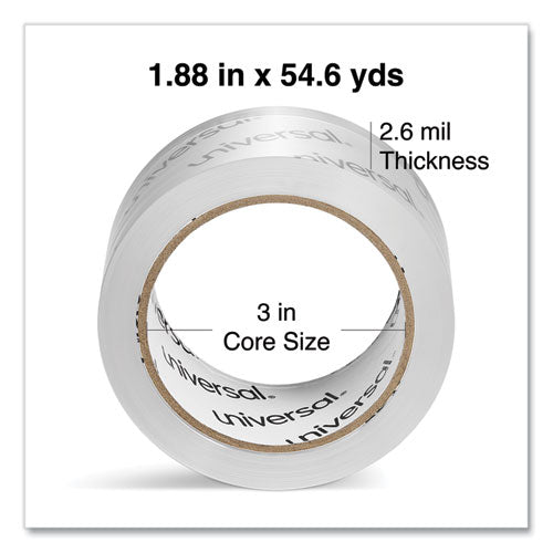 Image of Universal® Moving and Storage Packing Tape, 3" Core, 1.88" x 54.6 yd, Clear, 6/Pack