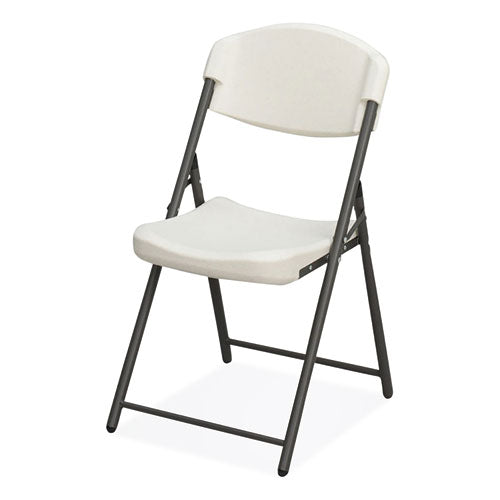 Image of Iceberg Rough n Ready Commercial Folding Chair, Supports Up to 350lb, 18" Seat Height, Platinum Granite Seat/Back, Black Base, 4/Pack