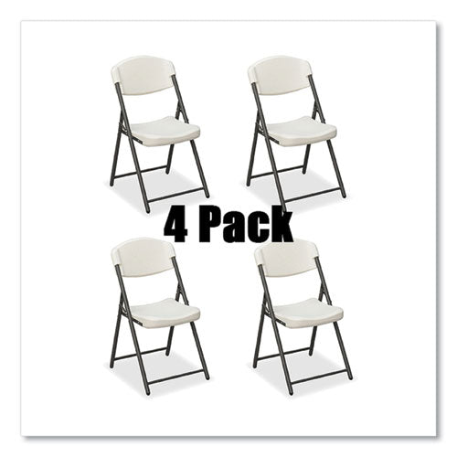 Image of Iceberg Rough n Ready Commercial Folding Chair, Supports Up to 350lb, 18" Seat Height, Platinum Granite Seat/Back, Black Base, 4/Pack