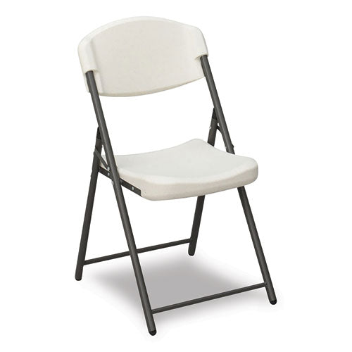 Image of Iceberg Rough n Ready Commercial Folding Chair, Supports Up to 350lb, 18" Seat Height, Platinum Granite Seat/Back, Black Base, 4/Pack