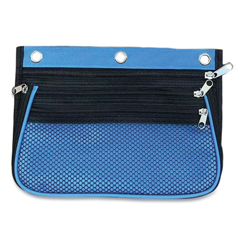 Image of Charles Leonard® Three-Pocket Binder-Insertable Expandable Pencil Pouch, 3 Compartments, 3-Hole Punched, 10.25" x 7.5", Assorted, 3/Pack