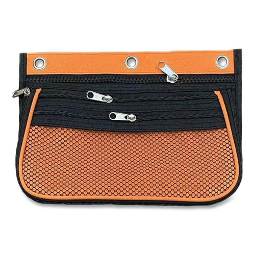 Image of Charles Leonard® Three-Pocket Binder-Insertable Expandable Pencil Pouch, 3 Compartments, 3-Hole Punched, 10.25" x 7.5", Assorted, 3/Pack