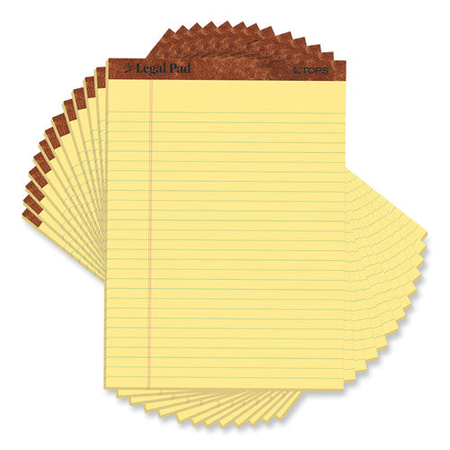 Image of TOPS The Legal Pad Ruled Perforated Pads, Wide/legal Rule, 50 Canary-Yellow 8.5 X 11.75 Sheets, Dozen